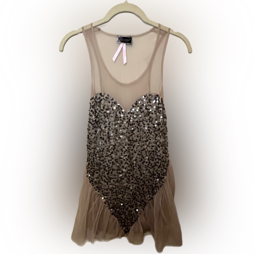 sequin heart tunic tank shirt SZ 4 ASOS